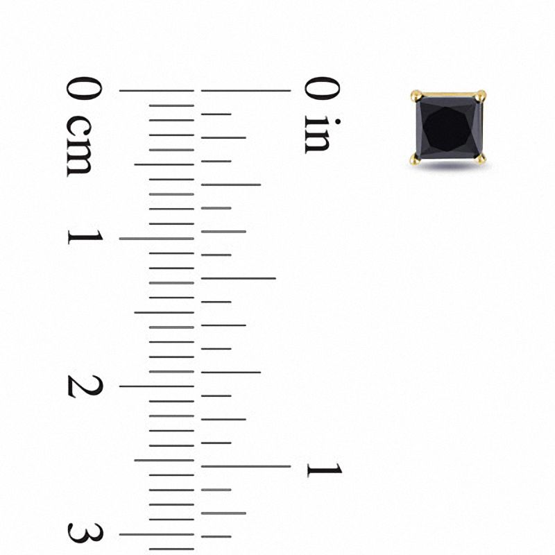 Main Image 2 of 1 CT. T.W. Princess-Cut Black Diamond Stud Earrings in 10K Gold