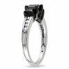 Thumbnail Image 2 of 1-1/2 CT. T.W. Princess-Cut Enhanced Black and White Diamond Three Stone Ring in 10K White Gold