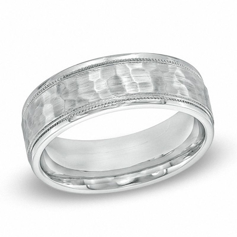 Main Image 1 of Men's 7.5mm Comfort Fit Hammered Cobalt Wedding Band - Size 10