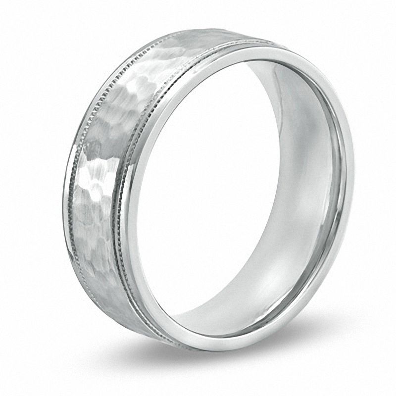 Main Image 2 of Men's 7.5mm Comfort Fit Hammered Cobalt Wedding Band - Size 10