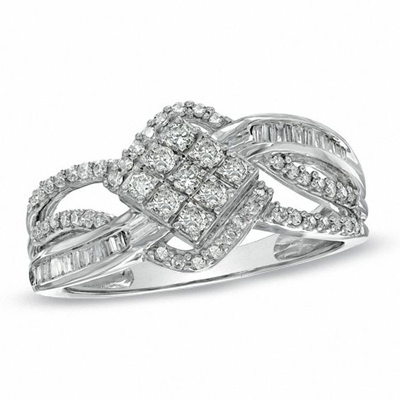 1/2 CT. T.w. Diamond Split Shank Ring in 10K White Gold