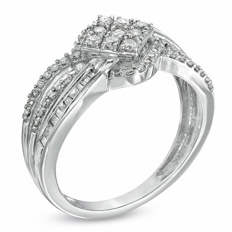 Main Image 2 of 1/2 CT. T.W. Diamond Split Shank Ring in 10K White Gold