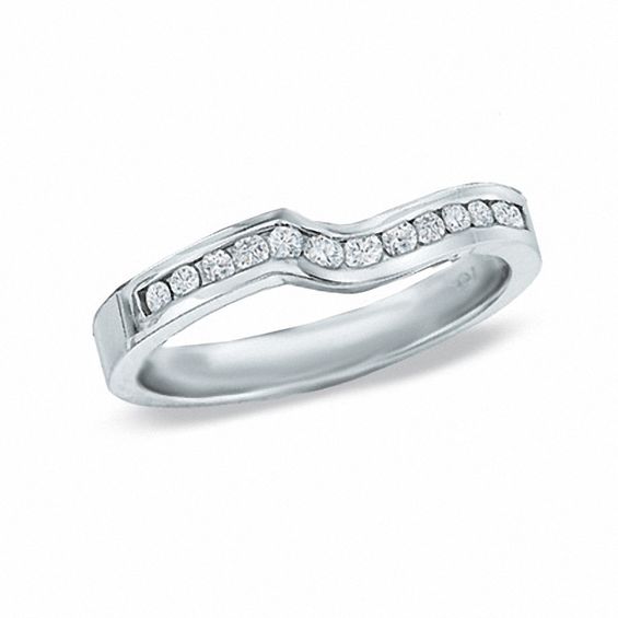 1/4 CT. T.w. Diamond Contour Wedding Band in 14K White Gold