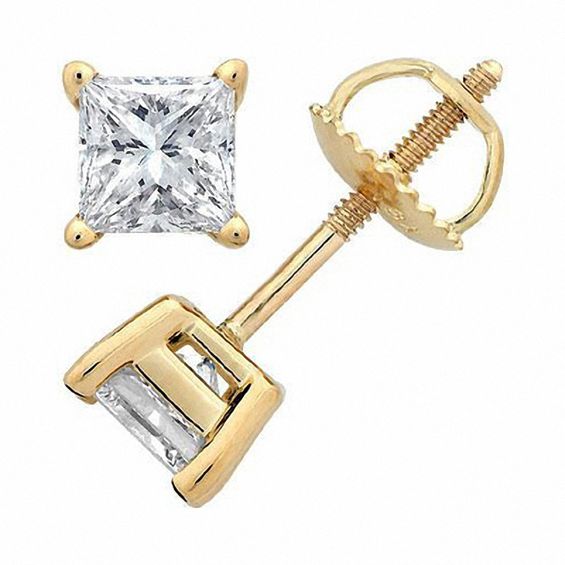 Zales 1-3/8 CT. T.w. Certified Princess-Cut Diamond Solitaire Stud