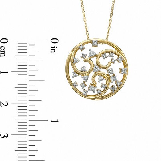 1/3 CT. T.w. Diamond Filigree Circle Pendant in 10K Gold