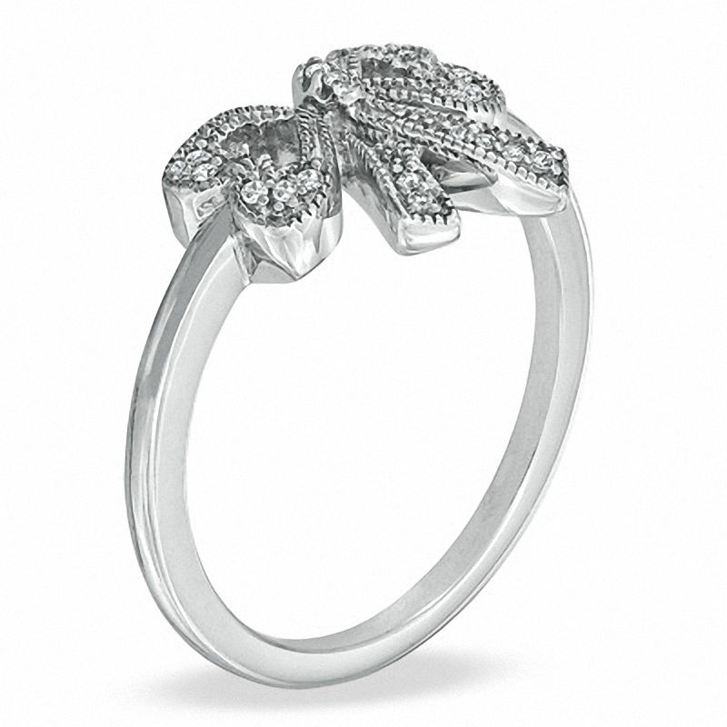 Main Image 2 of Diamond Accent Bow Ring in Sterling Silver