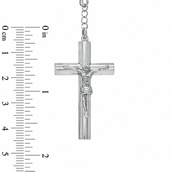 Men's Rosary Necklace in Stainless Steel - 24"