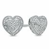 Thumbnail Image 0 of 1/10 CT. T.W. Diamond Pavé Heart Frame Earrings in Sterling Silver