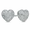 Thumbnail Image 1 of 1/10 CT. T.W. Diamond Pavé Heart Frame Earrings in Sterling Silver