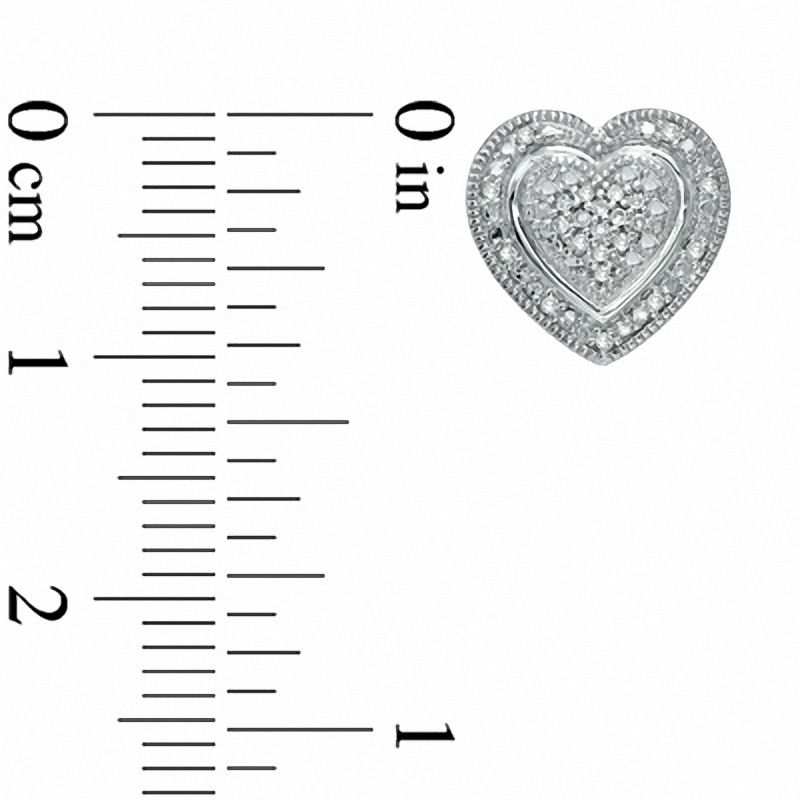 1/10 CT. T.W. Diamond Pavé Heart Frame Earrings in Sterling Silver