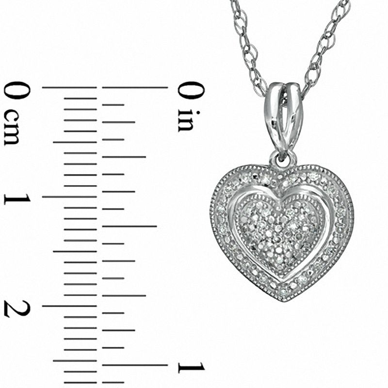 Main Image 2 of 1/10 CT. T.W. Diamond Pavé Heart Frame Pendant in Sterling Silver