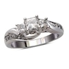 Thumbnail Image 1 of 1 CT. T.W. Princess-Cut Diamond Three Stone Swirl Ring in 14K White Gold