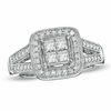 Thumbnail Image 1 of 1 CT. T.W. Princess-Cut Quad Diamond Frame Split Shank Ring in 14K White Gold