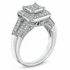 Thumbnail Image 2 of 1 CT. T.W. Princess-Cut Quad Diamond Frame Split Shank Ring in 14K White Gold
