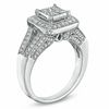 Thumbnail Image 1 of 1 CT. T.W. Princess-Cut Quad Diamond Frame Split Shank Ring in 14K White Gold