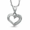 Thumbnail Image 1 of Diamond Accent Heart Pendant in 10K White Gold