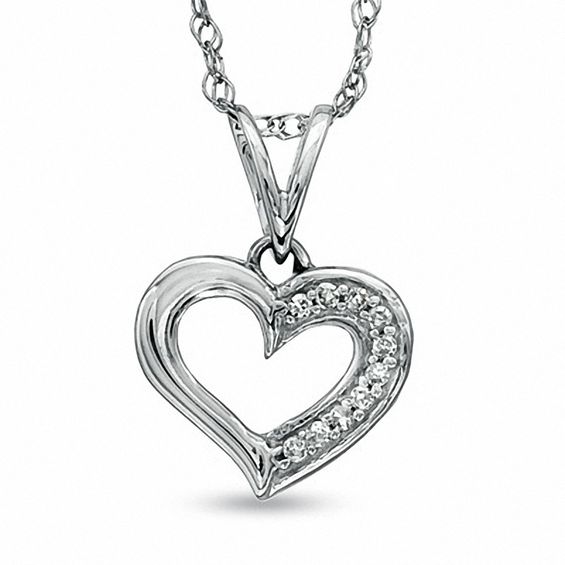 Diamond Accent Heart Pendant in 10K White Gold