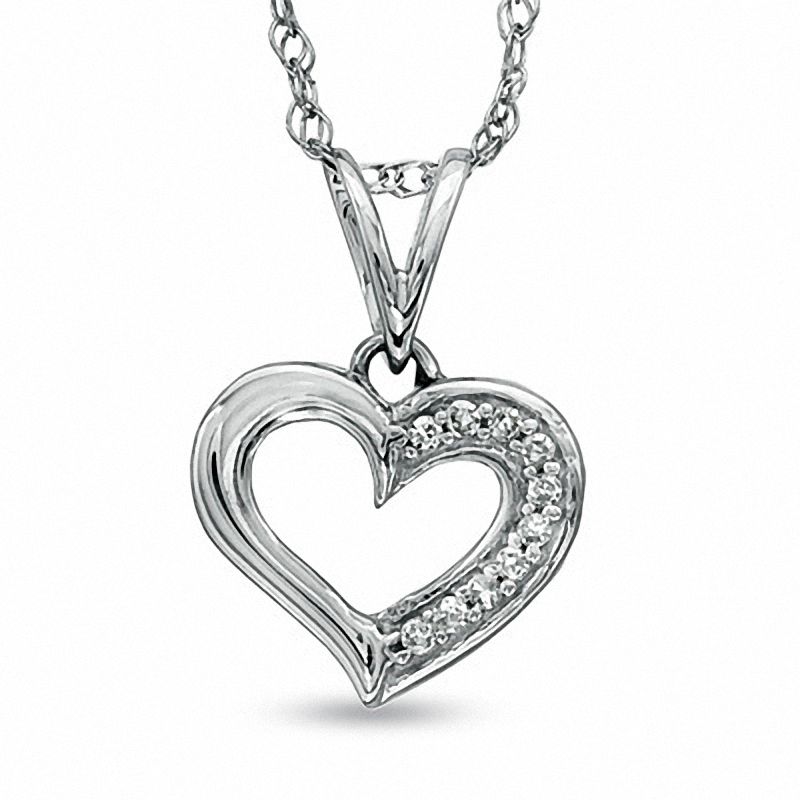 Main Image 1 of Diamond Accent Heart Pendant in 10K White Gold