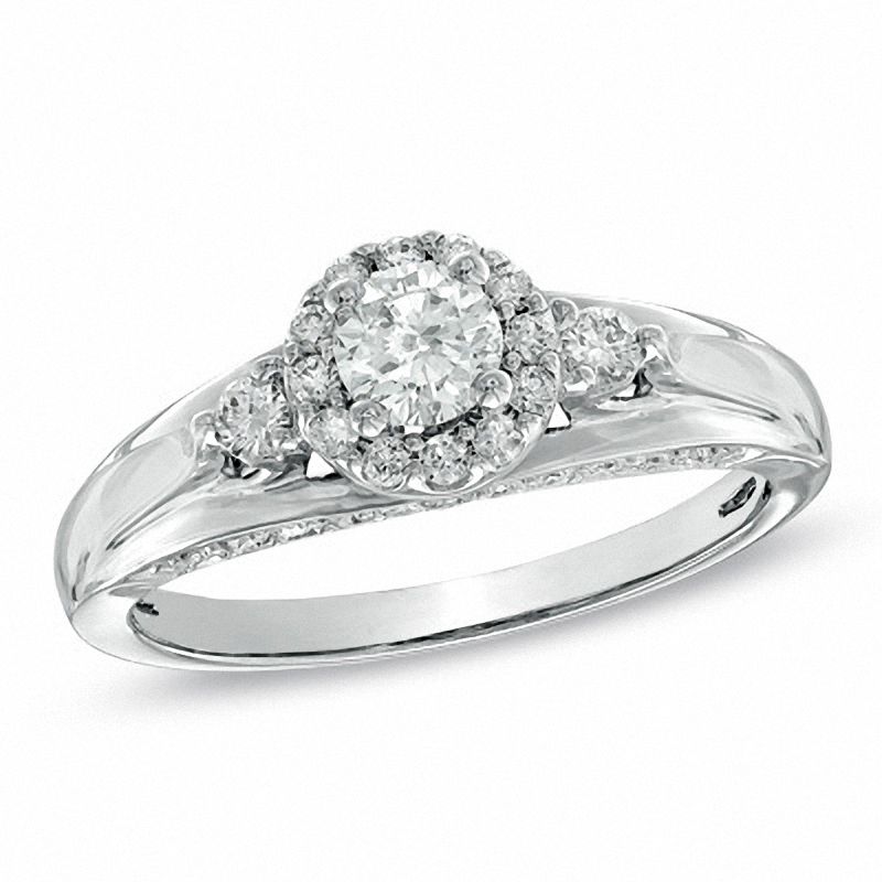 Main Image 1 of 3/4 CT. T.W. Diamond Frame Engagement Ring in 14K White Gold