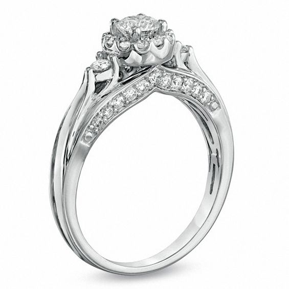 3/4 CT. T.w. Diamond Frame Engagement Ring in 14K White Gold