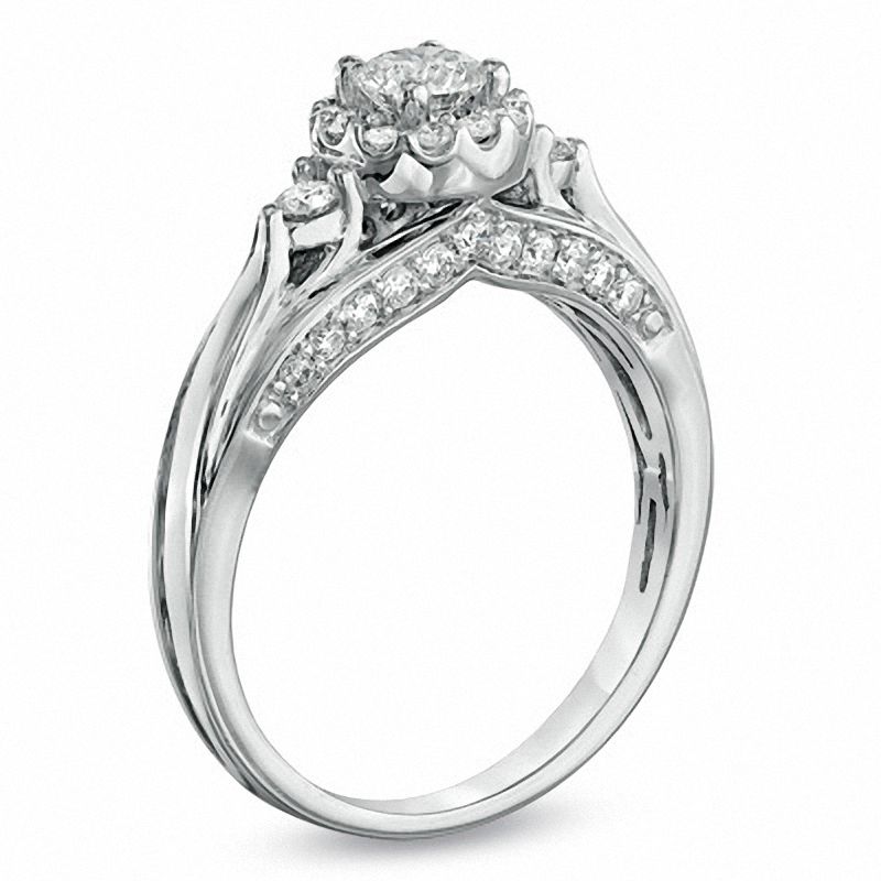 Main Image 2 of 3/4 CT. T.W. Diamond Frame Engagement Ring in 14K White Gold