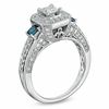 Thumbnail Image 2 of 1-1/3 CT. T.W. Enhanced Blue and White Princess-Cut Diamond Frame Engagement Ring in 14K White Gold