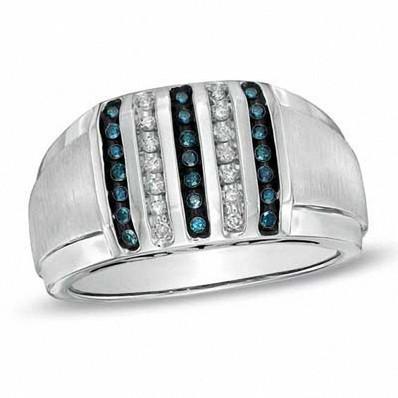 1/4 CT. T.w. Enhanced Blue and White Diamond Ring in Sterling Silver