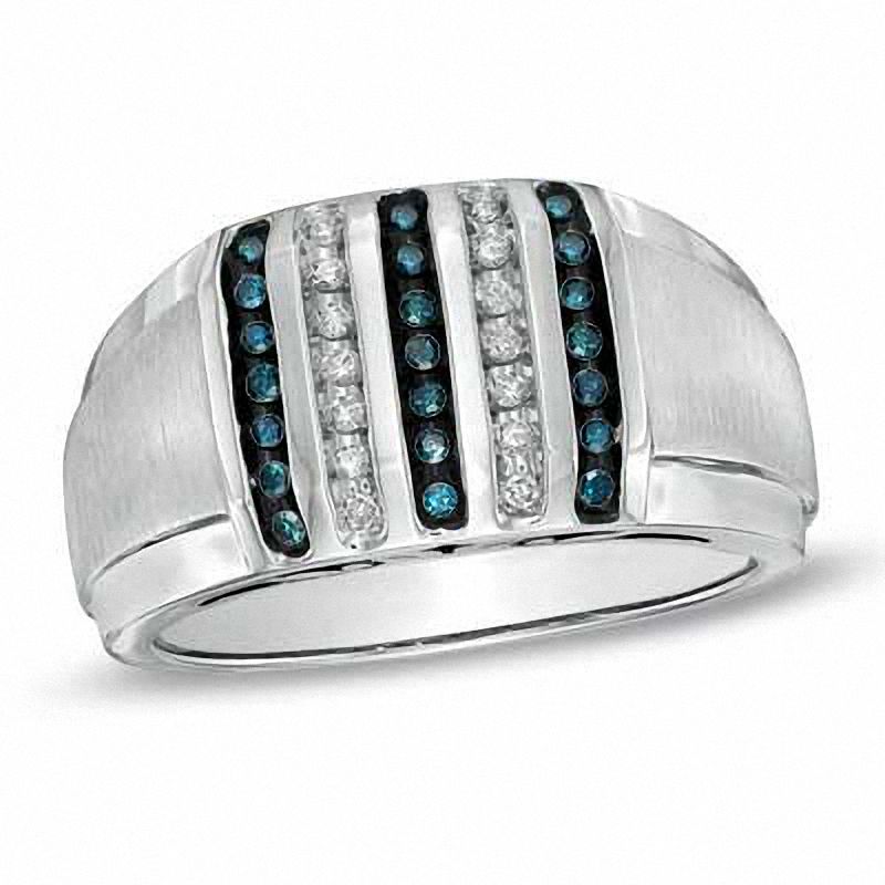 Main Image 1 of 1/4 CT. T.W. Enhanced Blue and White Diamond Ring in Sterling Silver
