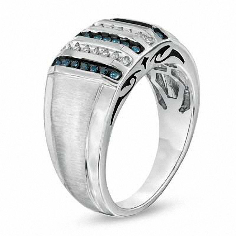 Main Image 2 of 1/4 CT. T.W. Enhanced Blue and White Diamond Ring in Sterling Silver