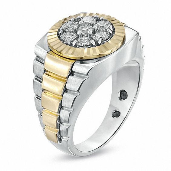 Men's 1 CT. T.w. Diamond Round Cluster Ring in 10K Two-Tone Gold