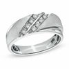 Thumbnail Image 1 of Men's 1/4 CT. T.W. Diamond Slant Anniversary Band in 10K White Gold
