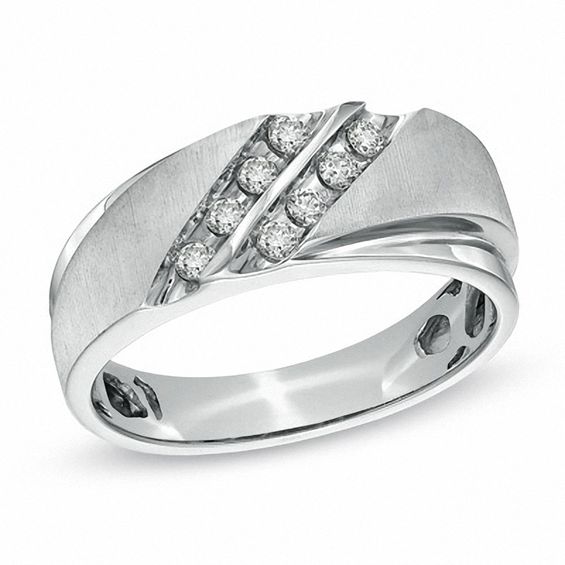 1/4 CT. T.w. Diamond Slant Anniversary Band in 10K White Gold