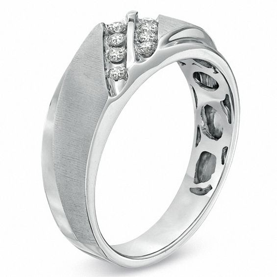 1/4 CT. T.w. Diamond Slant Anniversary Band in 10K White Gold