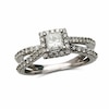 Thumbnail Image 1 of 1 CT. T.W. Princess-Cut Diamond Frame Split Shank Ring in 14K White Gold