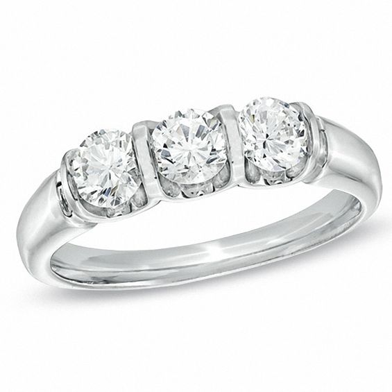 1 CT. T.w. Diamond Three Stone Ring in 14K White Gold