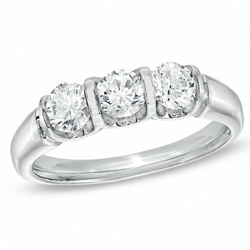 1 CT. T.W. Diamond Three Stone Ring in 14K White Gold