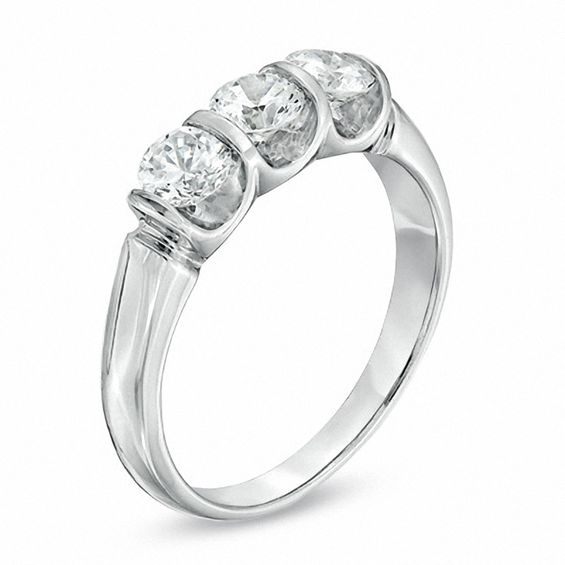1 CT. T.w. Diamond Three Stone Ring in 14K White Gold