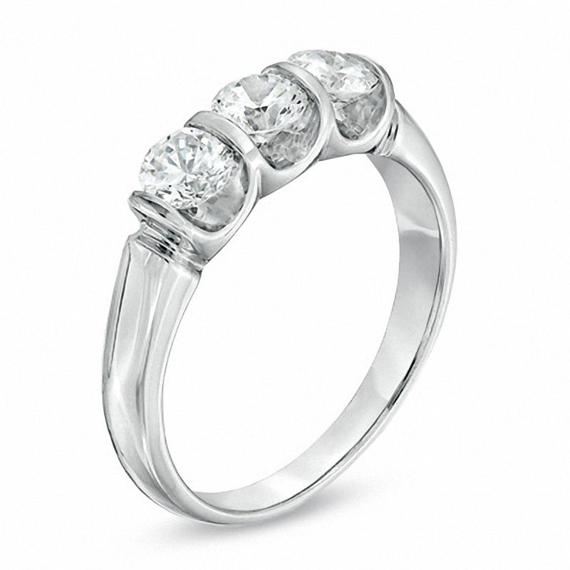 Main Image 2 of 1 CT. T.W. Diamond Three Stone Ring in 14K White Gold