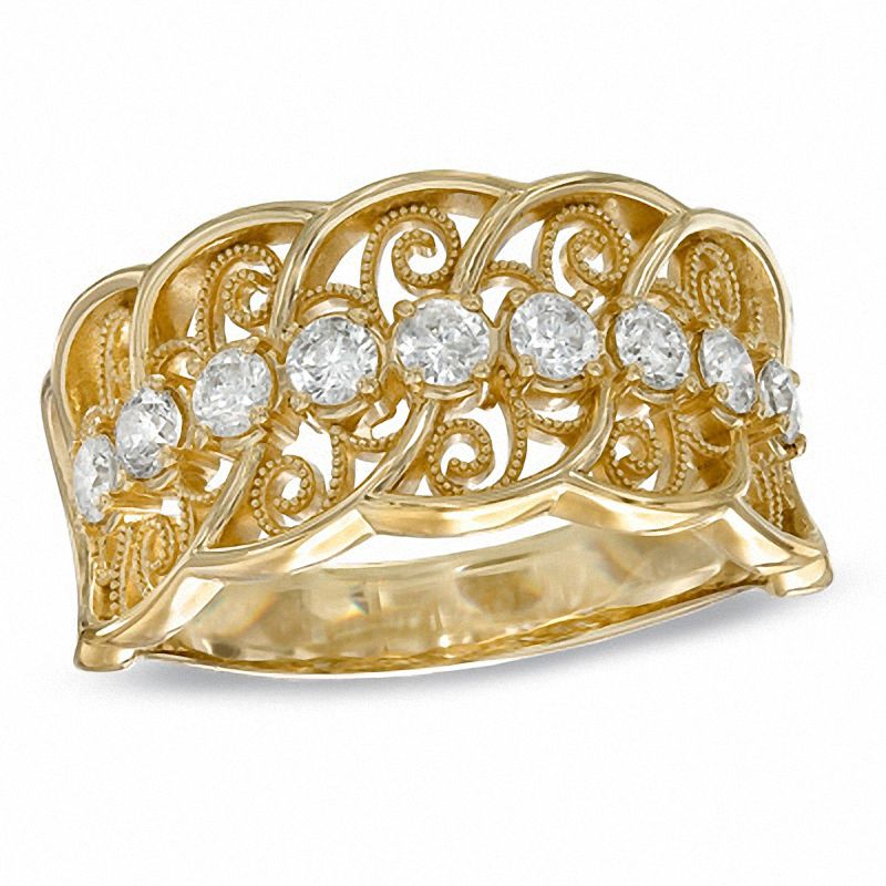 Main Image 1 of 1/2 CT. T.W. Diamond Lace Ring in 14K Gold