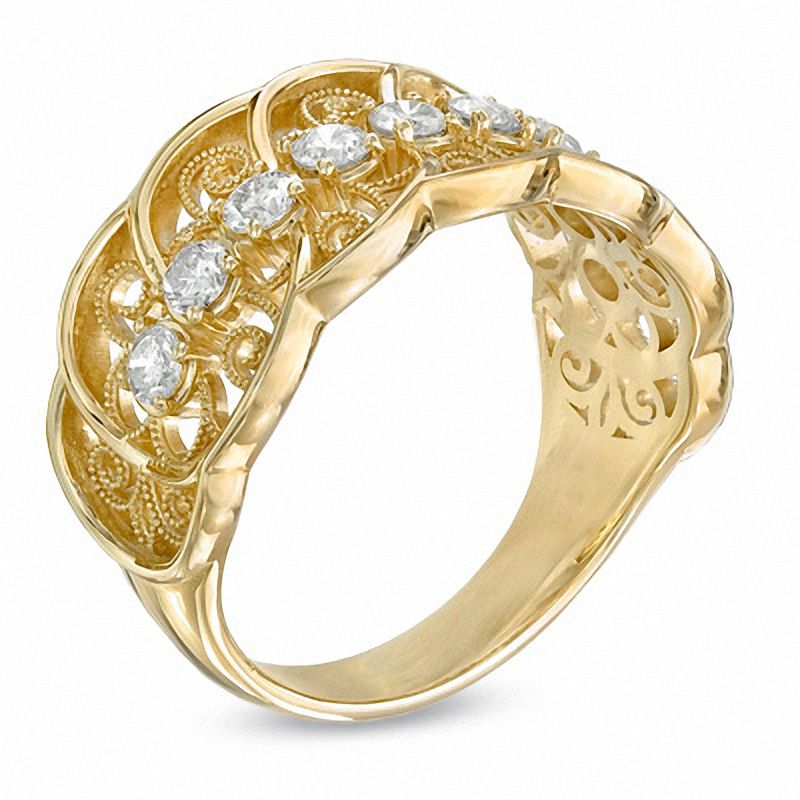 Main Image 2 of 1/2 CT. T.W. Diamond Lace Ring in 14K Gold