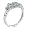 Thumbnail Image 2 of 1/10 CT. T.W. Diamond Triple Heart Promise Ring in Sterling Silver