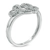 Thumbnail Image 1 of 1/10 CT. T.W. Diamond Triple Heart Promise Ring in Sterling Silver