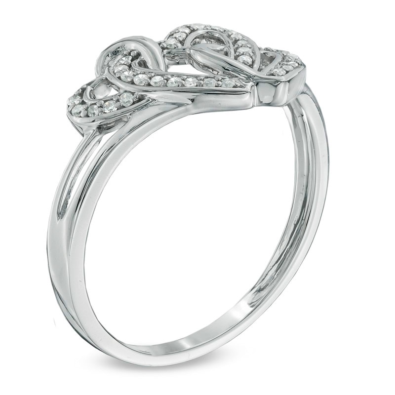 1/10 CT. T.W. Diamond Triple Heart Promise Ring in Sterling Silver Zales