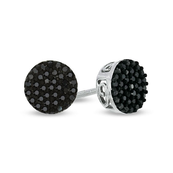 1 4 Ct T W Black Diamond Cer Stud Earrings In Sterling Silver T W Black Diamond Cer Stud Earrings In Sterling Silver