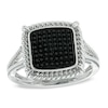 1/5 CT. T.W. Black Diamond Composite Square-Shaped Ring in Sterling Silver