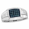 Thumbnail Image 1 of 1/4 CT. T.W. Enhanced Blue Diamond Comfort Fit Anniversary Band in Sterling Silver