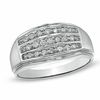 Thumbnail Image 0 of Men's 1/3 CT. T.W. Diamond Three Row Comfort Fit Anniversary Band in 10K White Gold