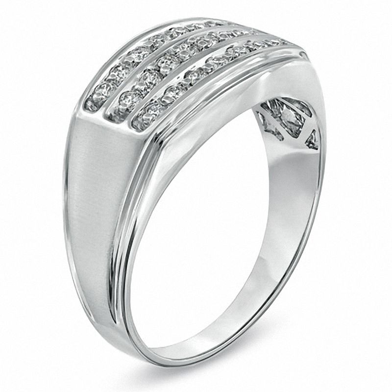 Main Image 2 of 1/3 CT. T.W. Diamond Three Row Comfort Fit Anniversary Band in 10K White Gold