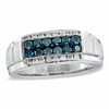 Thumbnail Image 0 of Men's 1 CT. T.W. Enhanced Blue and White Diamond Band in Sterling Silver