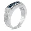 Thumbnail Image 1 of Men's 1 CT. T.W. Enhanced Blue and White Diamond Band in Sterling Silver